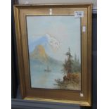 J Wilson, 'On Lake Geneva', signed, watercolours. 35 x 25cm approx. Framed and glazed. (B.P. 24%