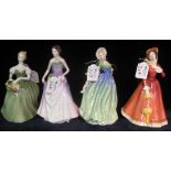 Four Royal Doulton bone china figurines to include; 'Clarissa' HN2345, Figure of the year 1997 '