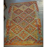 Chobi Kelim geometric multi-coloured lozenge design runner. 126 x 82cm approx. (B.P. 24% incl. VAT)