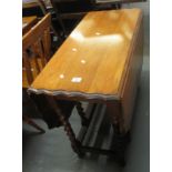 Early 20th Century oak gate legged table with piecrust edges and barley twist supports. (B.P. 24%