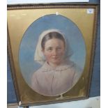 A Ayling (British 19th Century), portrait of a young girl, possibly a nun, signed, watercolours.