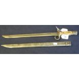 Japanese Second World War period bayonet and scabbard, believed to fit Arisaka rifle. Fullered