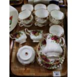 Tray of Royal Albert 'Old Country Roses' part teaware to include; cups, saucers, side plates, milk