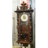 Early 20th Century walnut two train Vienna type wall clock. (B.P. 24% incl. VAT)