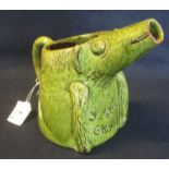 Ewenny pottery green slip glazed wild pig single handled jug, 'Y Mochyn Gwyllt', marked to the