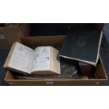 Box of antiquarian and vintage books to include; two volumes of 'Home Chat 1929', 'Engravings from