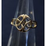A 9ct gold Aur Cymru Celtic design ring, 1.8g approx. Ring size I 1/2. (B.P. 24% incl. VAT)