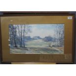 M Parker (British 20th Century), autumnal golf course scene, watercolours. 30 x 55cm approx.