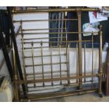 Pair of Edwardian brass bed ends with slats. (B.P. 24% incl. VAT)