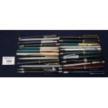 A large collection of writing instruments including; biros and propelling pencils, various. (B.P.