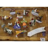 Tray of ceramic figurines to include; Christmas decorations, Santa, snowman, ceramic animals etc. (