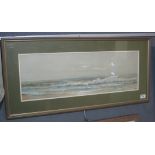 W.C Bauer, seascape with breaking surf, signed, watercolours. Framed and glazed. (B.P. 24% incl.