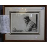 Joseph Simpson (British, 1879-1930), portrait of Sir Frank Brangwyn, signed in pencil by the artist,