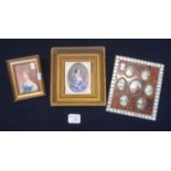 Collection of 19th Century and later portrait miniatures on ivory to include a group of seven in one