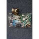 Bag of assorted costume jewellery, various, together with white metal sucrier. (B.P. 24% incl. VAT)