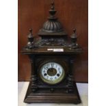 German architectural two train mantel clock. 16" high approx. (B.P. 24% incl. VAT)