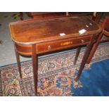 Late 19th Century mahogany inlaid single drawer side table on square tapering legs. (B.P. 24%