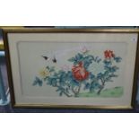 Japanese school, watercolours, birds amongst chrysanthemums, framed and glazed. (B.P. 24% incl. VAT)