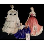 Three Royal Doulton bone china figurines to include; 'Rosie' HN4094, 'Shall I compare thee' HN3999