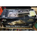 1:16 scale real radio control battle tank in original box, together with battle tank accessory