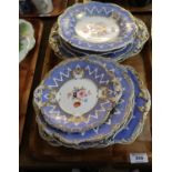 Tray of 19th Century English porcelain cabinet and other plates, dishes etc. The central panel