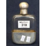 Glass hip flask with silver plated hinged cover and cup. (B.P. 24% incl. VAT)