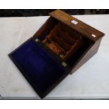 19th Century rosewood slope front writing/stationery box. (B.P. 24% incl. VAT)