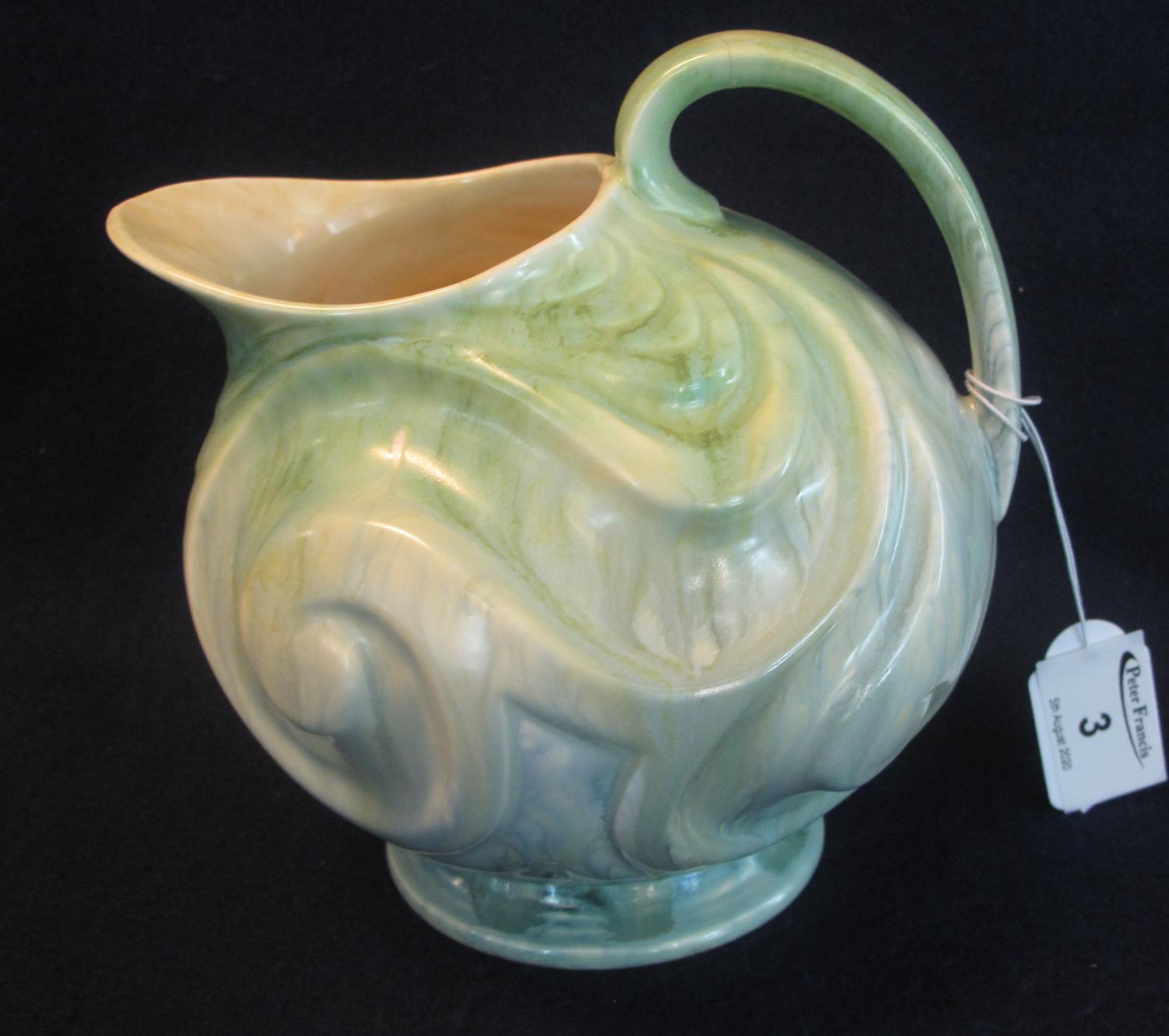 Sylvac ceramic baluster single handled jug, shape no. 1612 with swirl and abstract decoration.