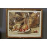 Ed Bienvenu, still life study of fruit, watercolours. 32 x 42cm approx, framed and glazed. (B.P. 24%