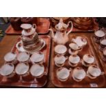 Two trays of Royal Albert bone china Old Country Roses design teaware, various to include; teapot,