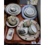Collection of 19th Century Welsh and other pottery items to include; Dillwyn Swansea cabinet