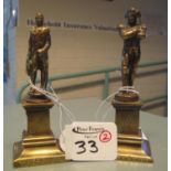 Two yellow metal brass or bronze statuettes, 'Napoleon' and 'Wellington', both marked 'Waterloo'
