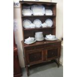 Early 20th Century oak two stage rack back dresser with beaded decoration on barley twist