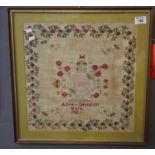 19th Century tapestry sampler by Alice Johnson dated 1852. 38 x 39cm approx. (B.P. 24% incl. VAT)