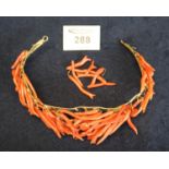 Gilt metal coral tiara, circa 1840 of French coral branches and coral beads. (B.P. 24% incl. VAT)