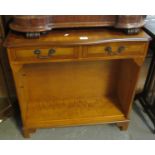 Reproduction yew wood two drawer side table/bookcase. (B.P. 24% incl. VAT)
