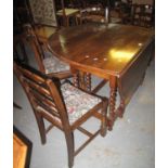 Early 20th Century oak barley twist gate leg table, together with a set of four mid Century ladder