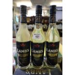 Three bottles of Alfred Lamb's pale gold imported smooth mellow rum, 700ml. (3) (B.P. 24% incl. VAT)