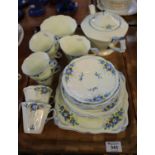 25 piece plan Tuscan china Art Deco design teaset comprising; 6 cups and saucers, 6 side plates, 2