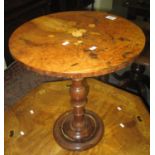 Small walnut mixed wood side or lamp table decorated with floral sprays. (B.P. 24% incl. VAT)