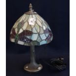 Modern Tiffany style multi-coloured glass table lamp with drafgonfly decoration. (B.P. 24% incl.