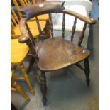 Early 20th Century elm spindle back smokers bow armchair. (B.P. 24% incl. VAT)