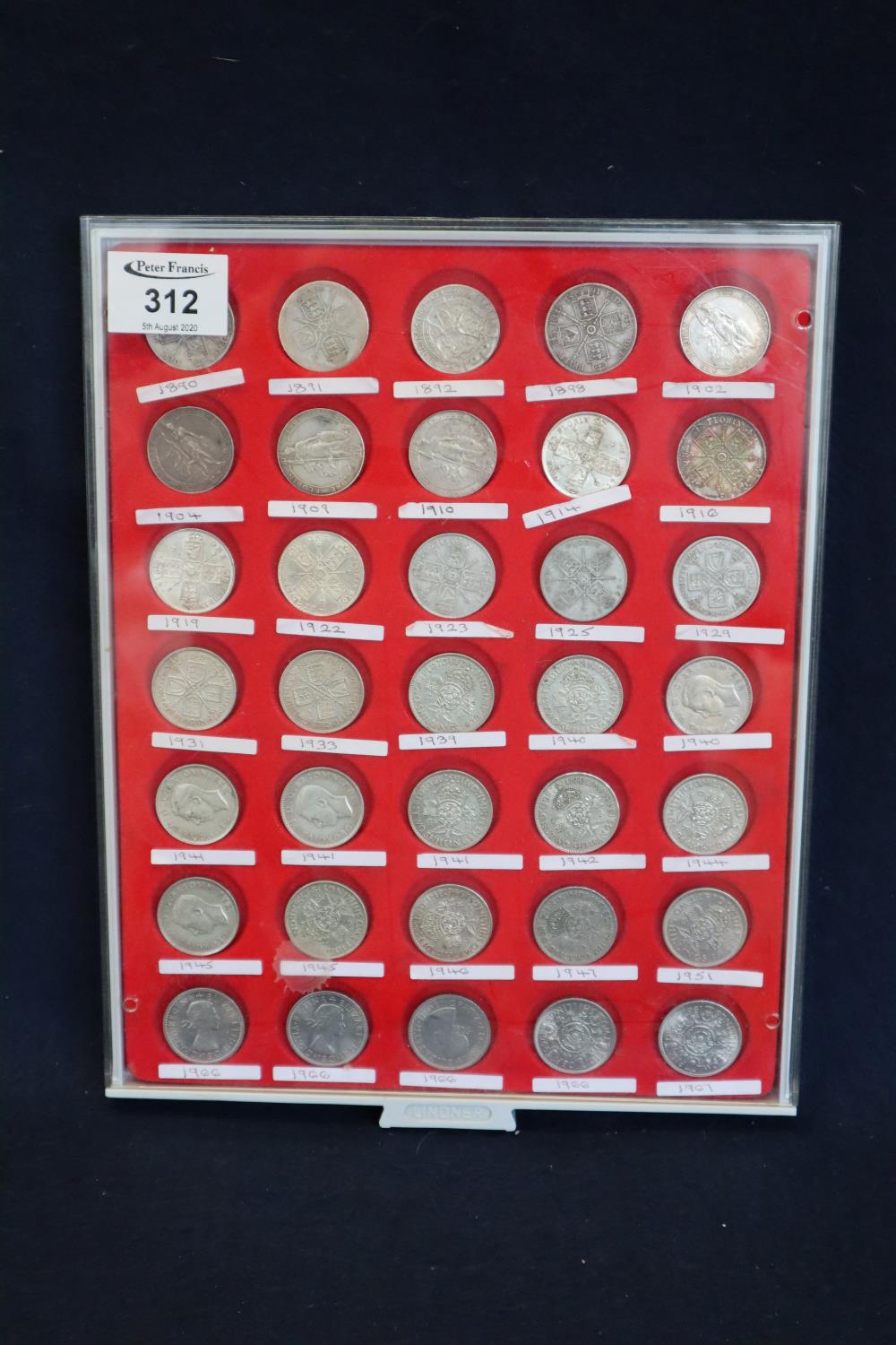 Collection of GB florins 1890-1967. In Lindner perspex covered display tray. (35) (B.P. 24% incl.