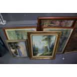 A group of modern furnishing pictures, oils and a print, all framed. (5) (B.P. 24% incl. VAT)