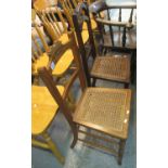 Two similar Edwardian bar back and cane seated bedroom chairs. (2) (B.P. 24% incl. VAT)