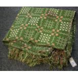 Dark green ground vintage Welsh tapestry blanket. (B.P. 24% incl. VAT)