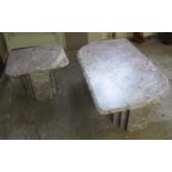 Two similar Art Deco design marble low coffee tables of square and rectangular form. (2) (B.P. 24%