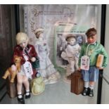 Royal Doulton 'The Girl Evacuee' HN3203 and 'The Boy Evacuee' HN3202. Together with two Coalport