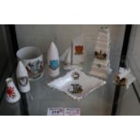 Collection of crested ware and other items to include; Shelley china yacht marked 'Redcar', Arcadian