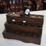 Traditional Welsh oak three tier spoon rack. (B.P. 24% incl. VAT) In need of restoration.